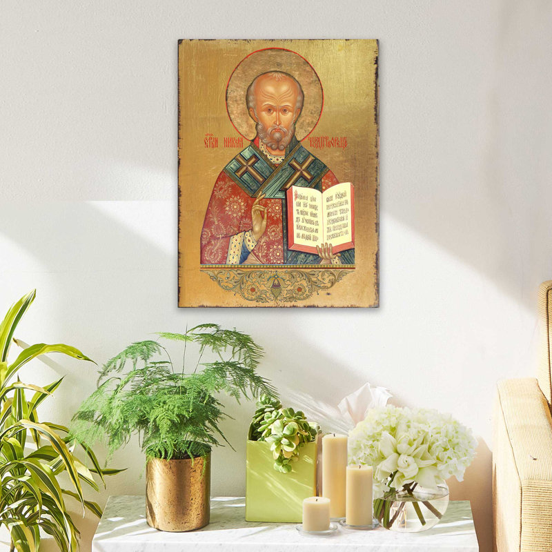 Peinture de saint-nicholas avec icône inspiration, H 16 po x l 12 po x P 1,5 po