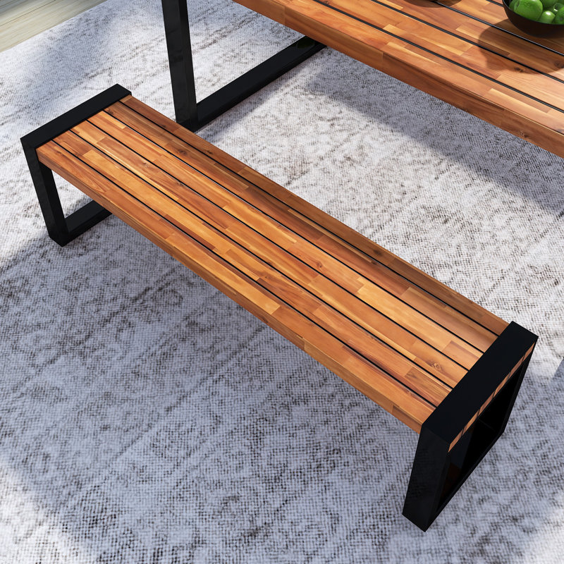 Table de salle à manger d'extérieur 3 pièces avec 2 bancs