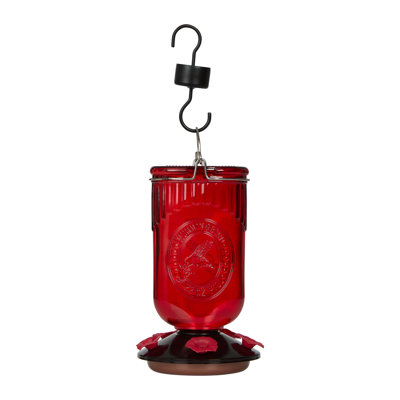  Mangeoire à colibri en verre rouge