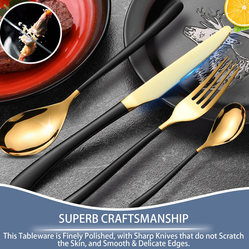 24-Piece Portable Stainless Steel Flatware Set With Rack – Durable, Stylish, Ideal For Camping And Outdoor Dining