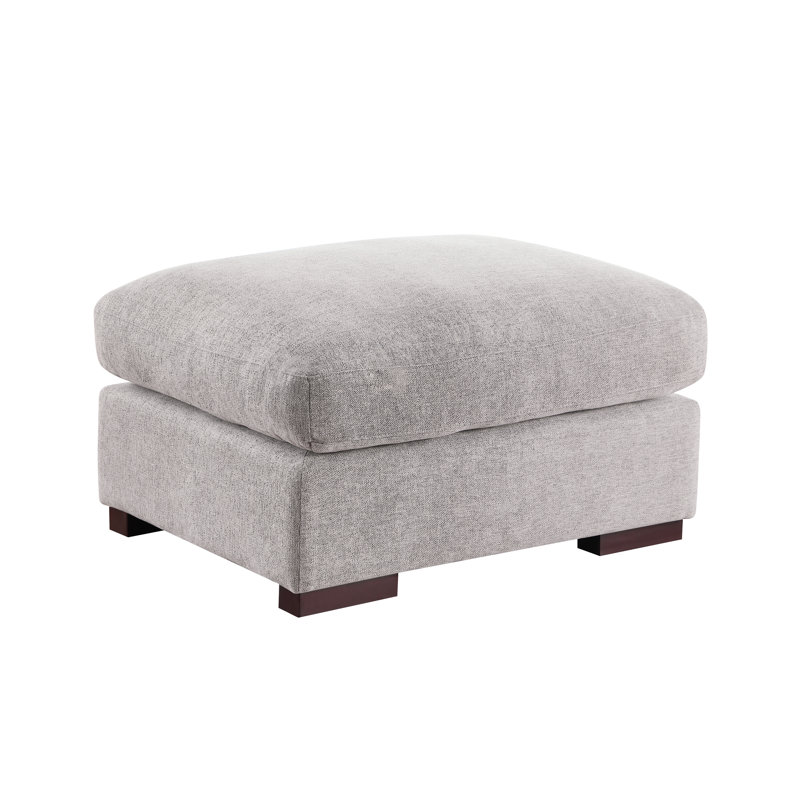 Light Gray Linen-Blend Modular Sectional Sofa with Ottoman