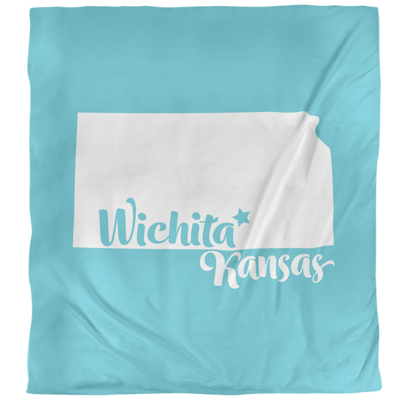 Housse de couette simple wichita Kansas, Housse de couette pour grand lit, Bleu sarcelle, Microfibre