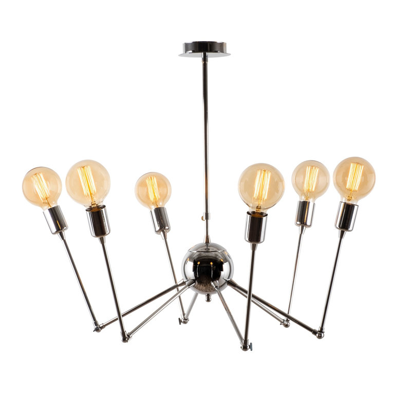 Luminaire suspendu unique à 6 lumières Kiah, Chrome