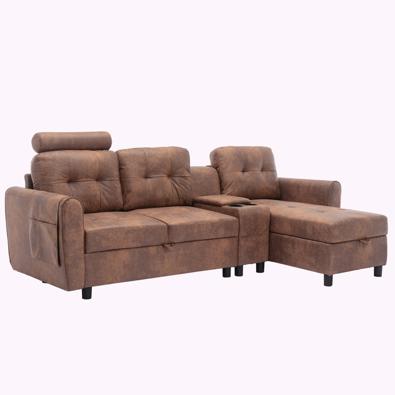 Gevena 88.98" Upholstered Sofa, Coffee Faux Leather
