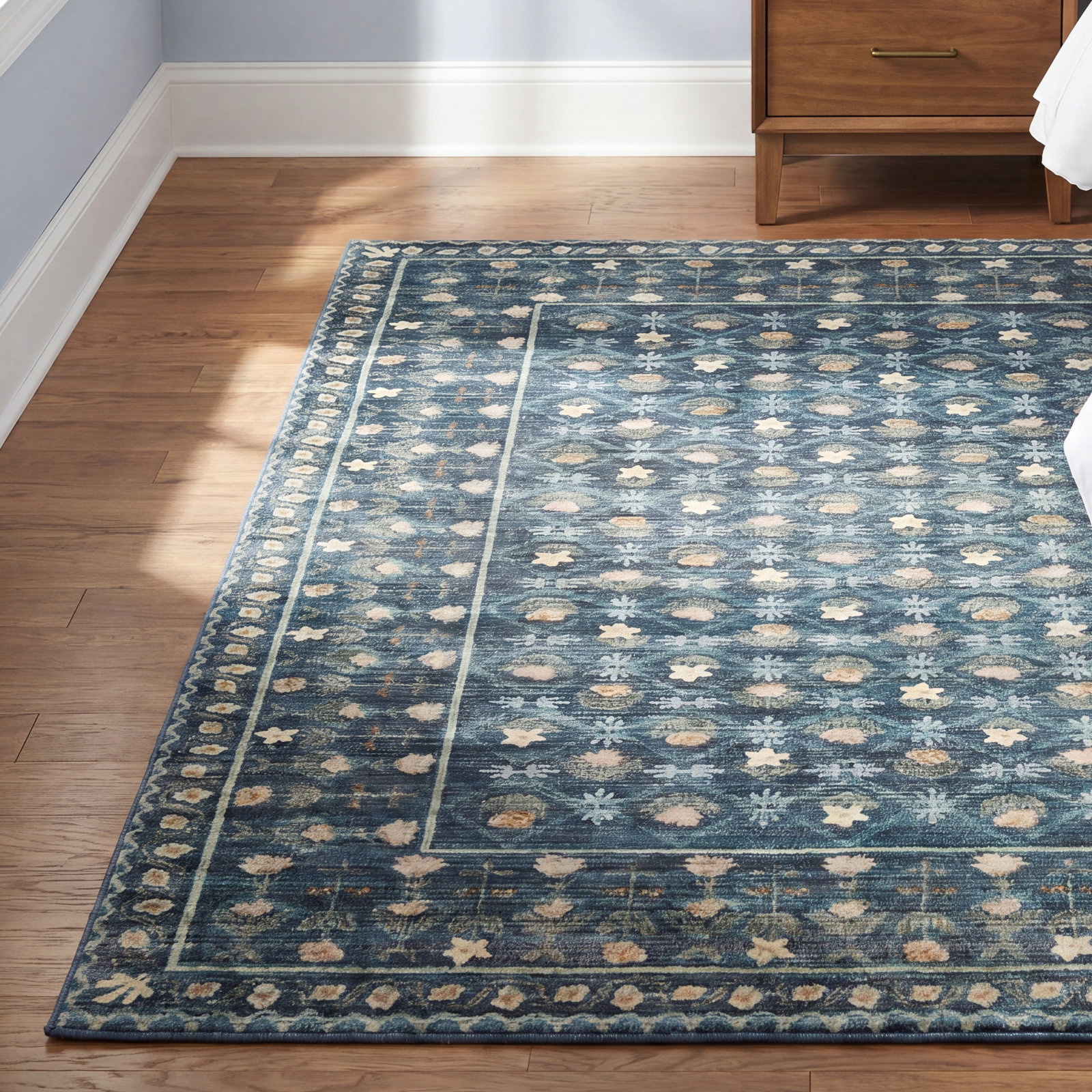 Rifle Paper Co. x Loloi Eden EDE-03 Lattice Indigo Rug feat. CloudPile, Rectangle 7'6" x 9'6"