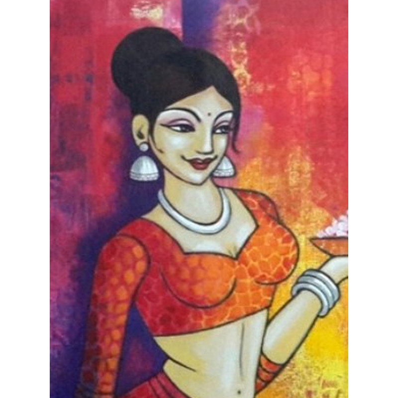 Culte Tulsi | Acrylique sur toile | Par Rupali Mistry