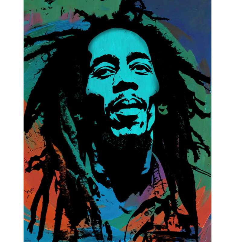 Sérigraphie Marley, estampe numérique sur toile tendue avec châssis, H 32 po x l 26 po