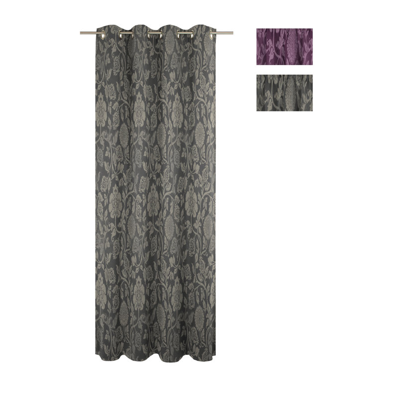 Loman Synthetic Eyelet Single Curtain Panel, opaque, Purple, 132cm Width x 145cm Drop