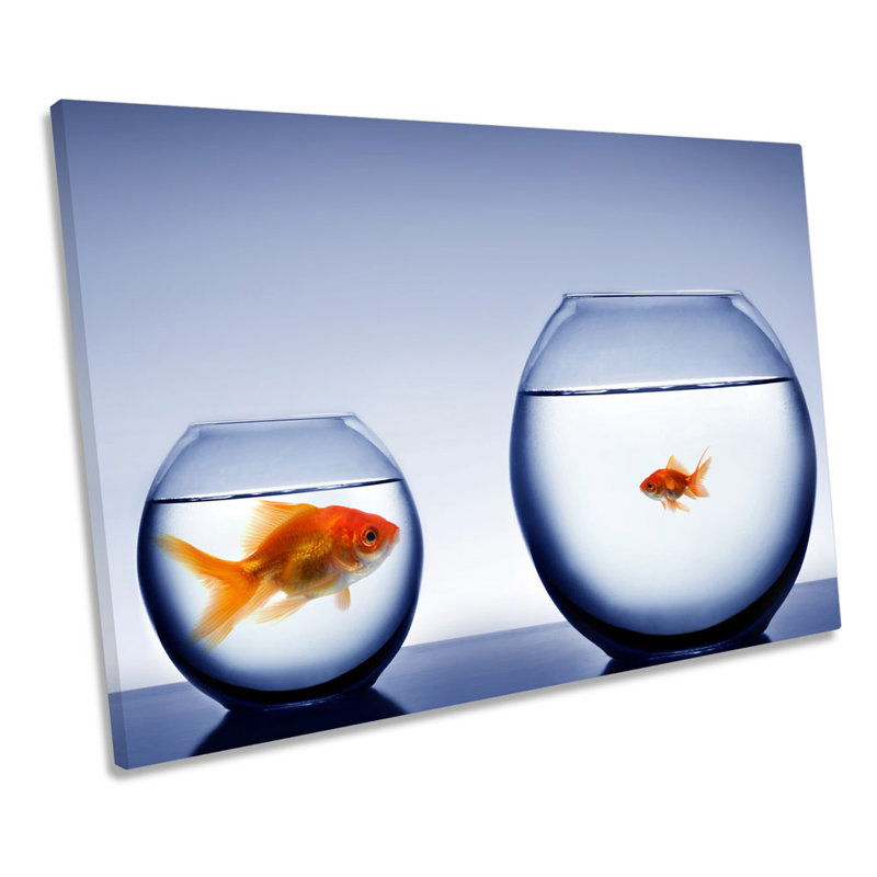 Goldfish Modern Bowl - Wrapped Canvas Print, 91.4cm H x 137.2cm W x 4cm D