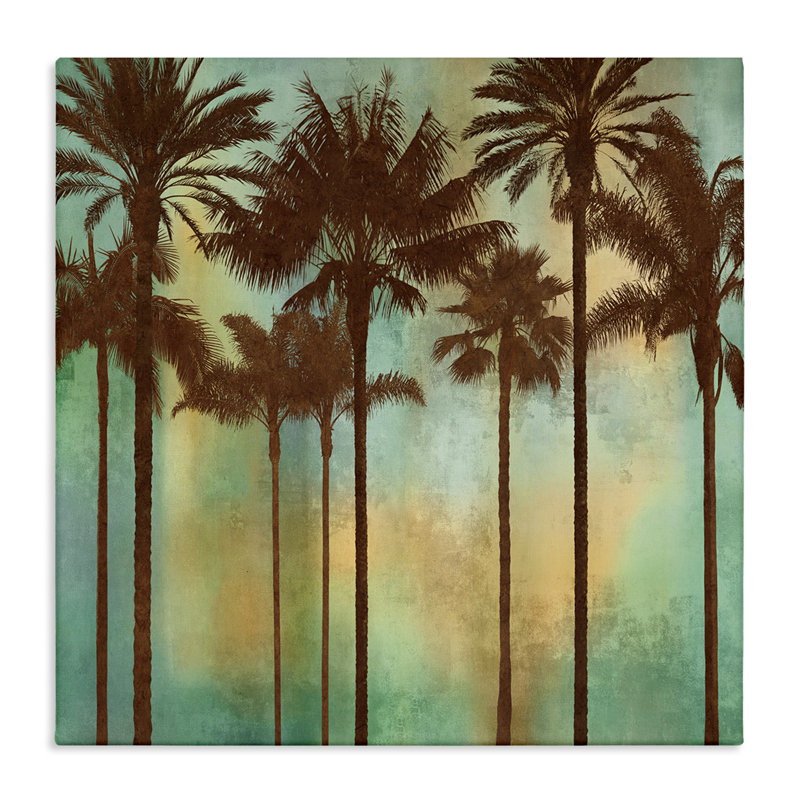 Palmiers sur toile dégradée, design par John Seba, H 17 po x l 17 po