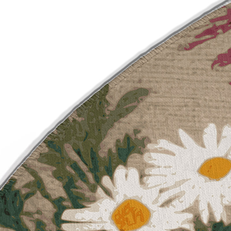 Tapis d'intérieur et d'extérieur gris Botanical, Rond 5 pi
