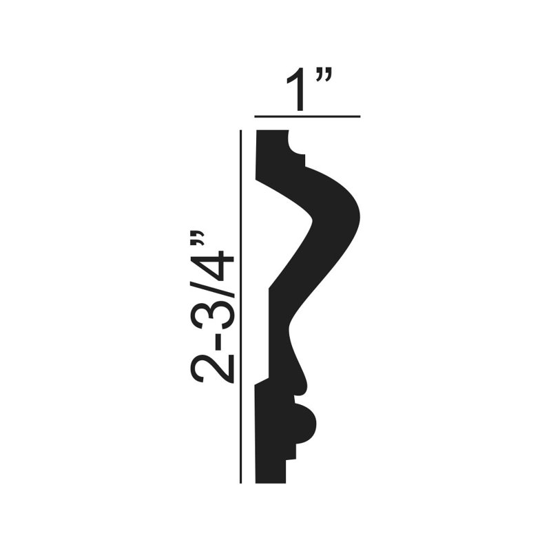 Moulure de rail de chaise H 1 po x l 96 po x P 2 3/4 po