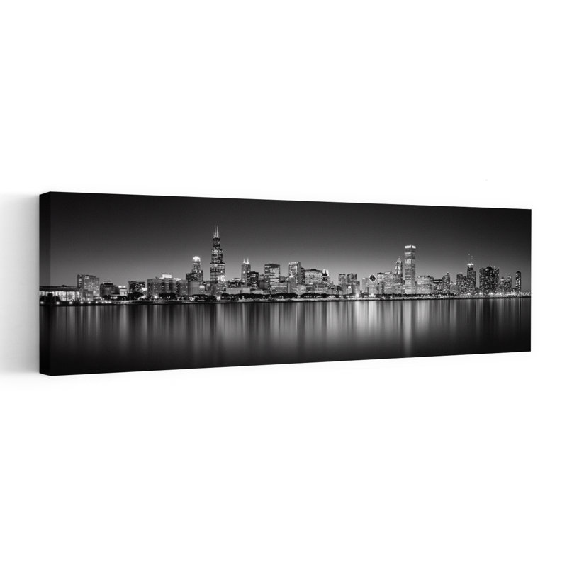 Reflection Of Skyscrapers In A Lake Lake Michigan Digital Composite Chicago Cook County Illinois USA by Richard Sisk - Wrapped Canvas Panoramic Print