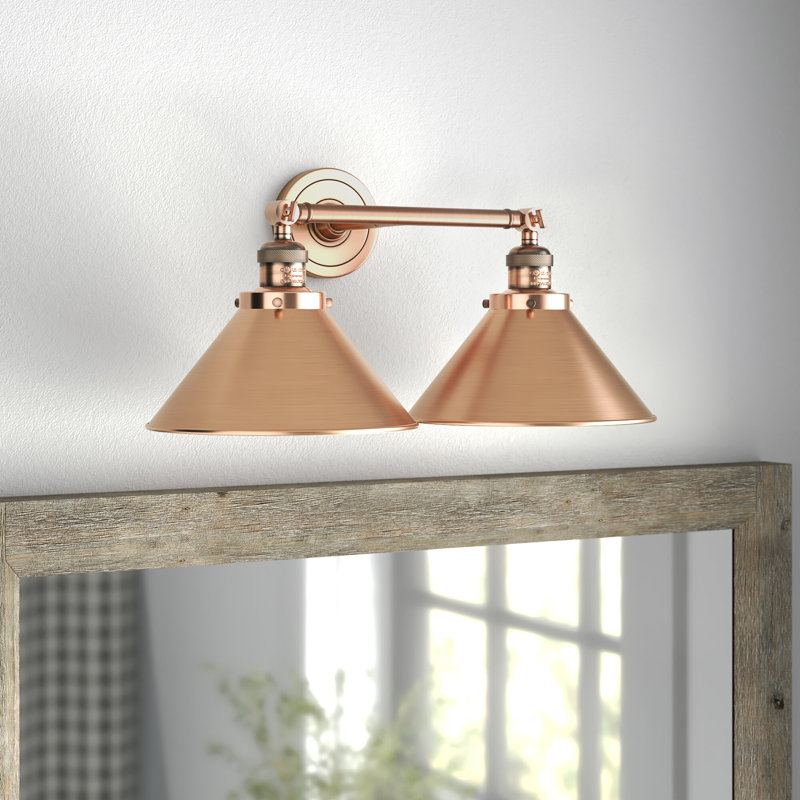 Reppert 2 - Light Dimmable Vanity Light, 60 Watt Vintage Incandescent Bulb, Satin Gold, Satin Gold