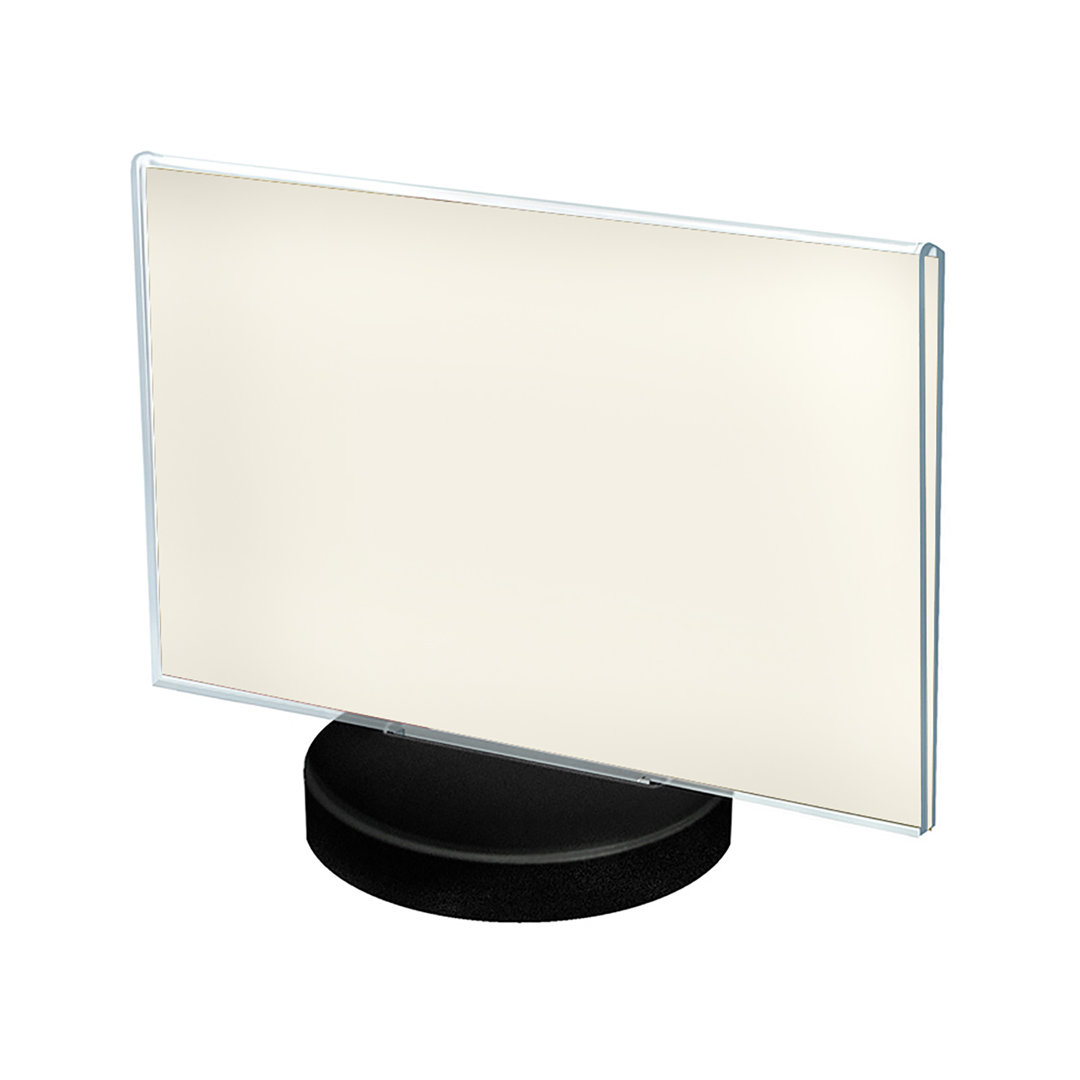 11"W x 8.5"H Horizontal Frame on a Weighted Black Round Base, 10-Pack (Set of 10) Azar Displays