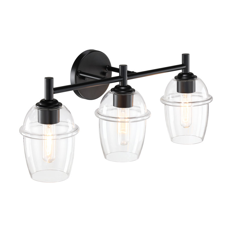 Éclairage pour meuble-lavabo à intensité variable Lecy, Noir mat, 24 po de largeur, 3 lumières