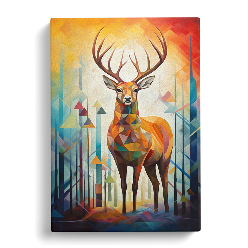 Deer Cubism - Wrapped Canvas Print, 50cm H x 35cm W x 3cm D