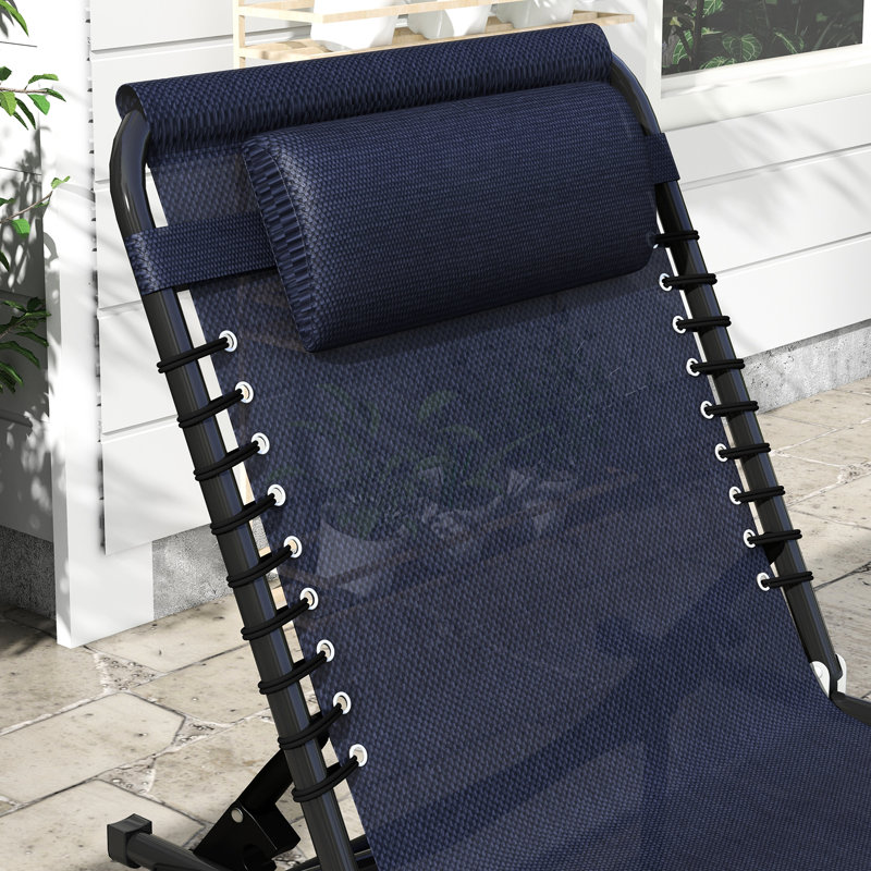 Siège inclinable extérieur - 4 dossier réglable, filet bleu foncé respirant pour chaise longue de plage