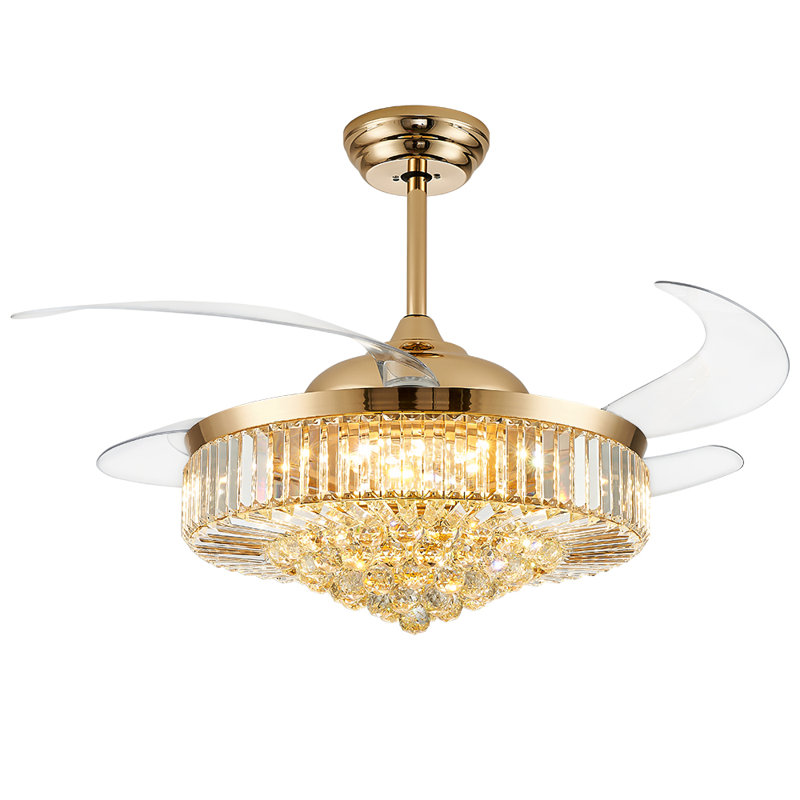 Ventilateur de plafond en cristal Houstyn, 52", Doré
