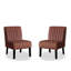 Ensemble de 2 chaises de style moderne du milieu du siècle, combinant du velours rose et du bois massif, avec des pieds robustes pour la décoration intérieure.