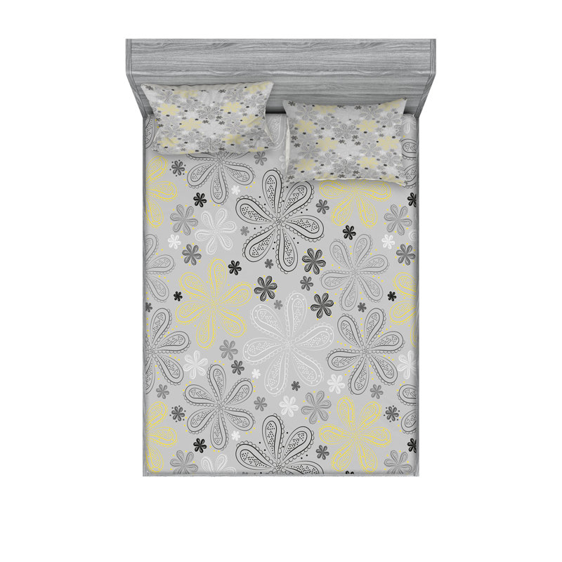 Ensemble de draps et taies décoratives gris pâle Ambesonne, Ensemble de draps pour très grand lit californien