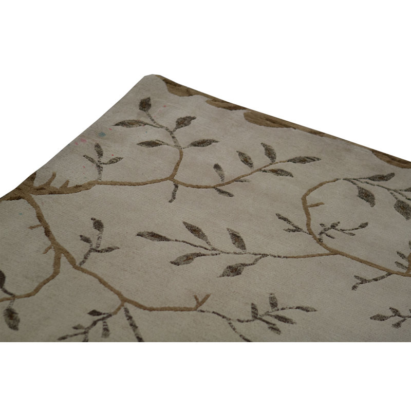 Hand-Knotted High-Quality Beige and Green Area Rug
