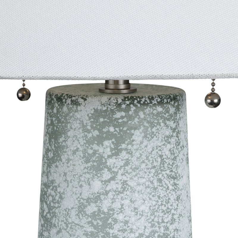 31.5" Glass Table Lamp With White Shade