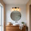 Luminaire de salle de bain 19 po à 3 lumières noires avec abat-jour conique en verre transparent, luminaire de salle de bain traditionnel