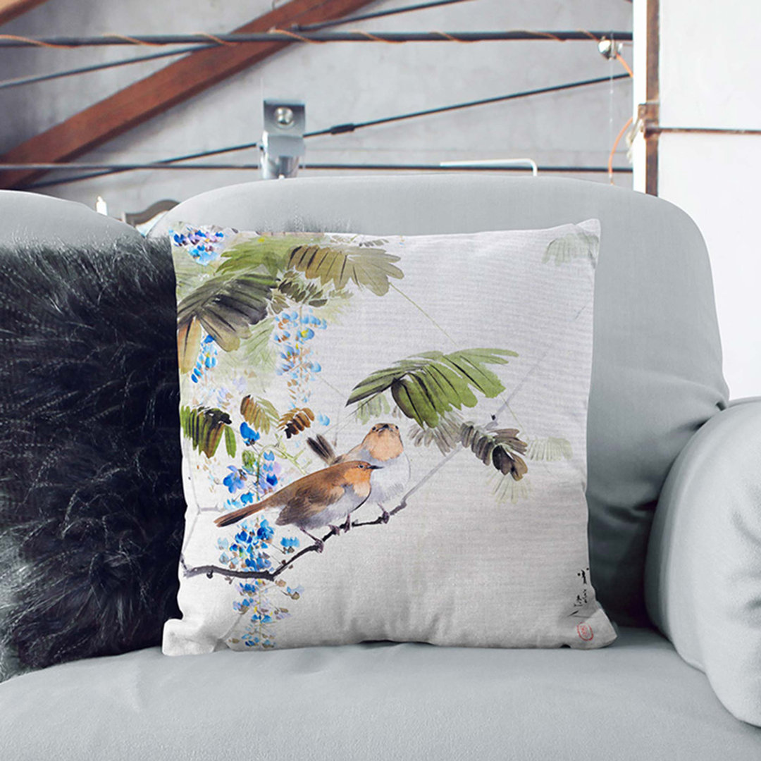 Birds & Flowers by Watanabe Seitei Cushion with Filling