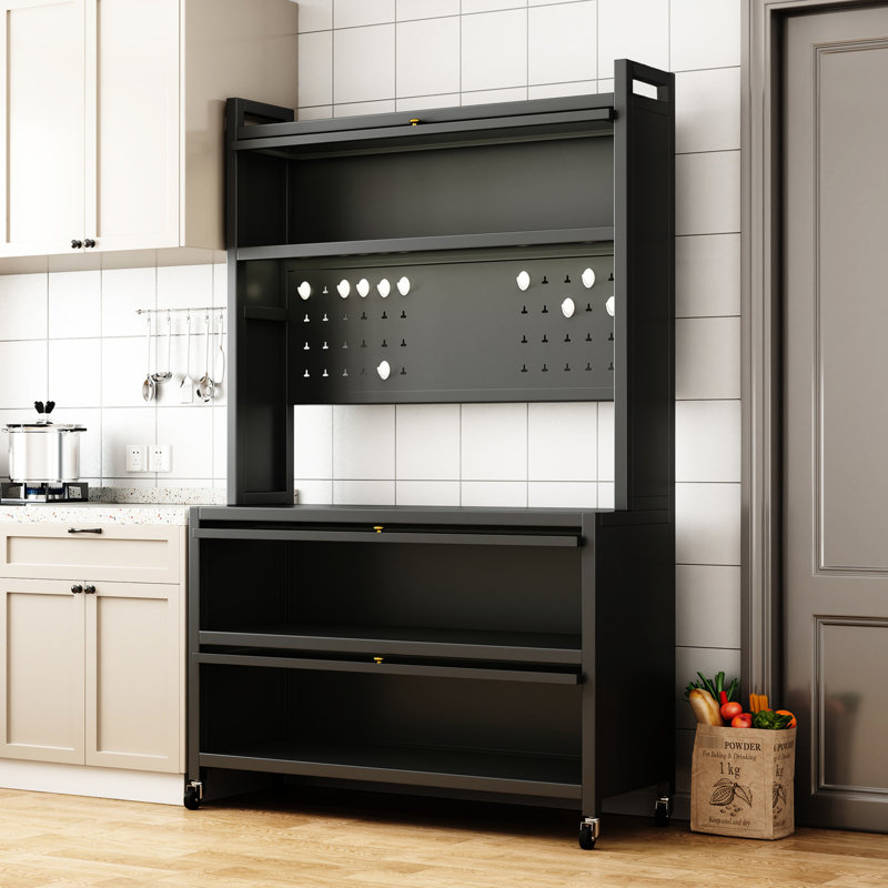Grey Metal Storage Cabinet - 56.88 Lb Package Weight, 3.89 In. Depth, 250kg Capacity, 360° Rotation Wheels For Versatile Kitchen Cabinets Shelves With Strong And Thick Structure, Smooth Movement,