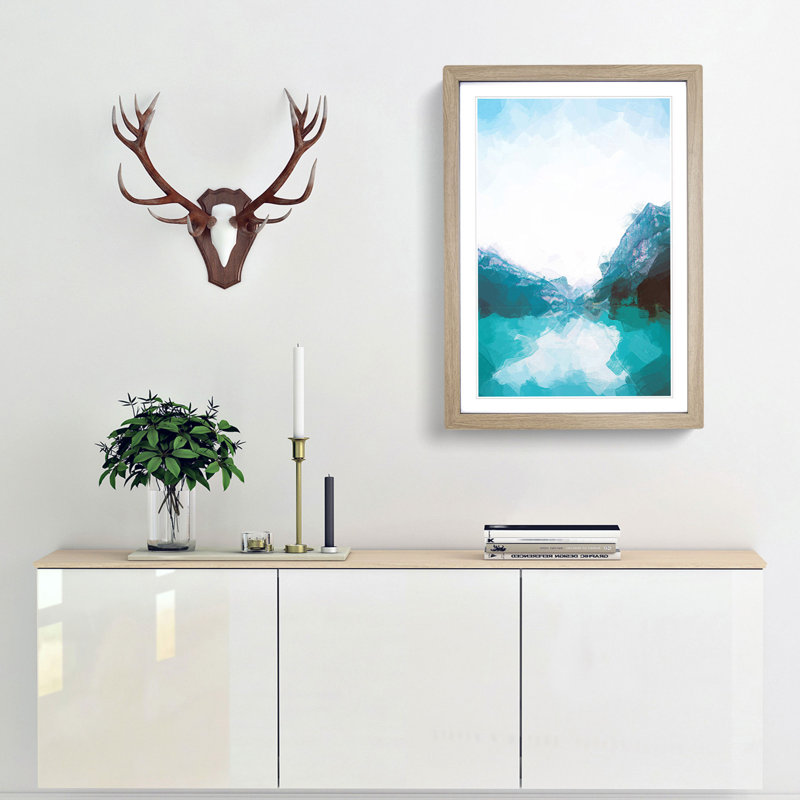Lake Louise in Canada Abstract Art - Picture Frame Graphic Art Print, Oak Framed, 65cm H x 48cm W x 2cm D