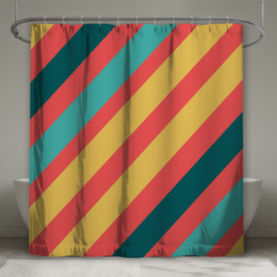 Rideaux de douche diagonaux à rayures très longs