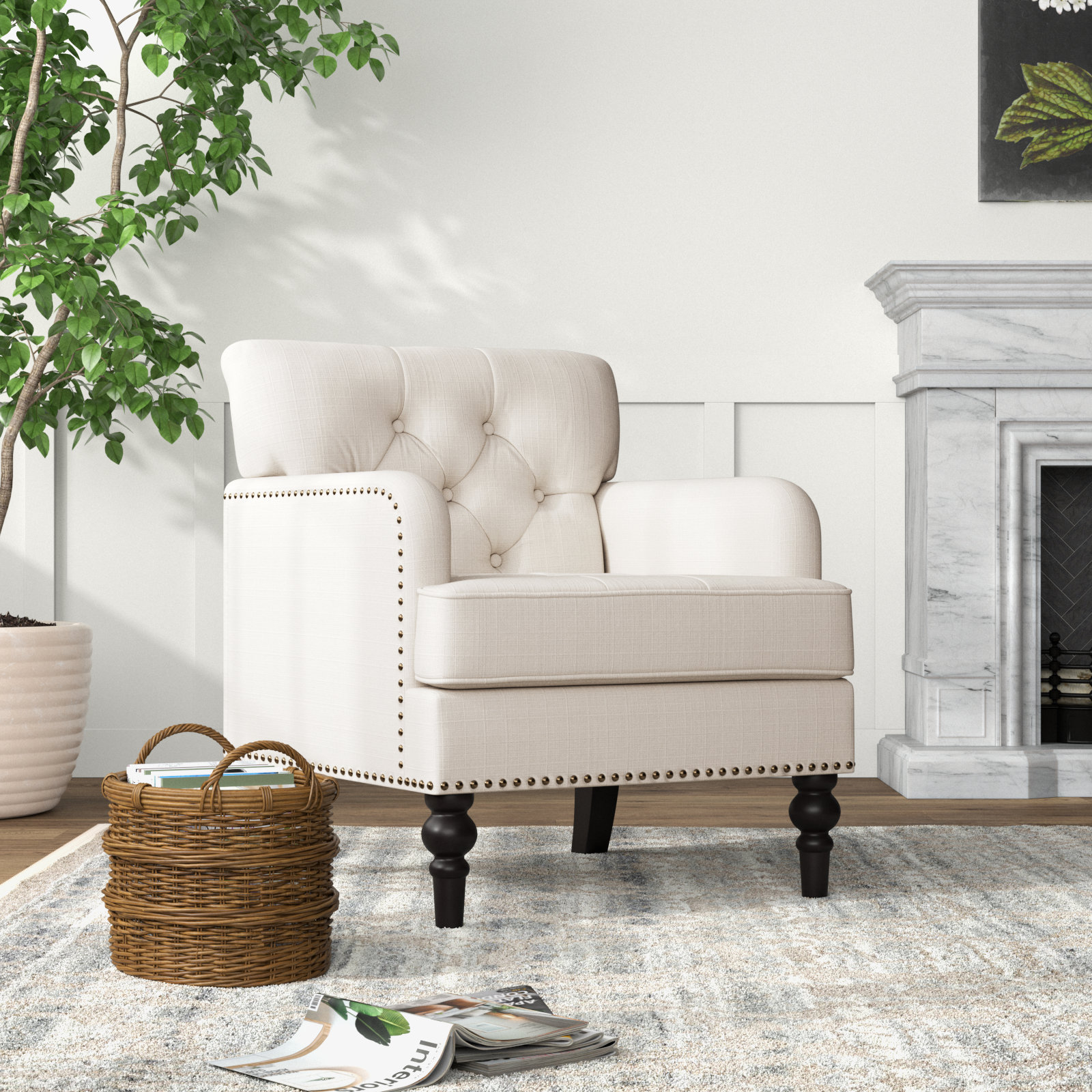 White tufted armchair discount