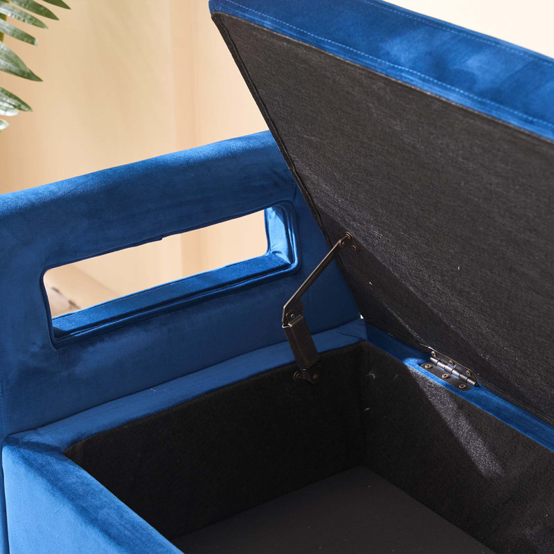 67.89" W Tufted Upholstered Storage Bench, Navy