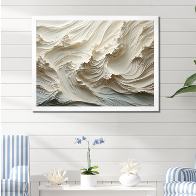 «White and Blue Wave Papercut Style II» - art mural vagues côtières