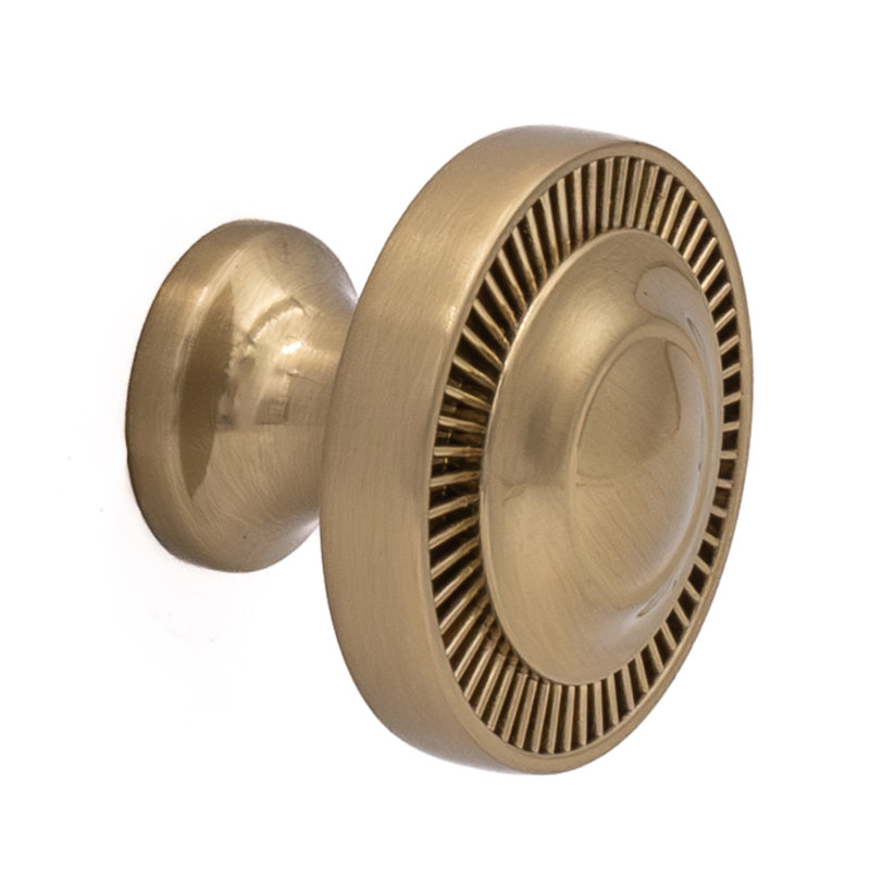 Poignée ronde en laiton satiné de 1 1/2 po de diamètre frappée, Laiton satiné, 1.5"