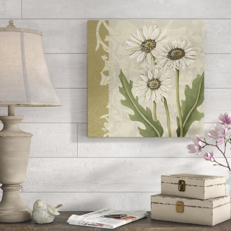 «Paris Daisy I», peinture sur toile, H 36 po x l 36 po, Toile tendue
