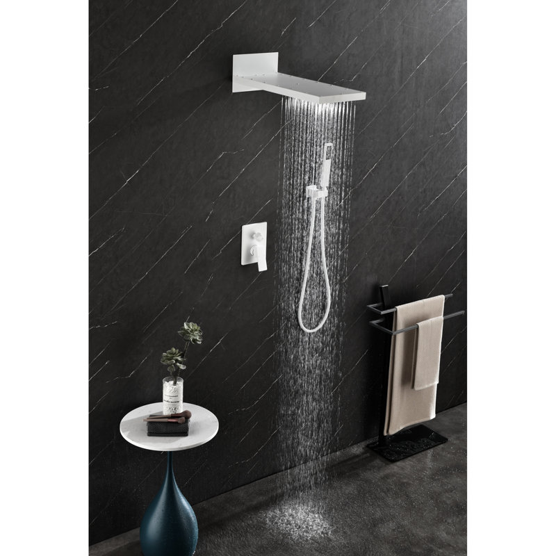 Ensemble de douche de salle de bain mural - Tête de douche à pluie et robinet à main