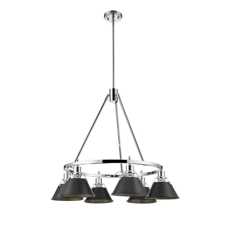 Felda 6 - Light Steel Dimmable Cone Chandelier, Chrome, Matte Black