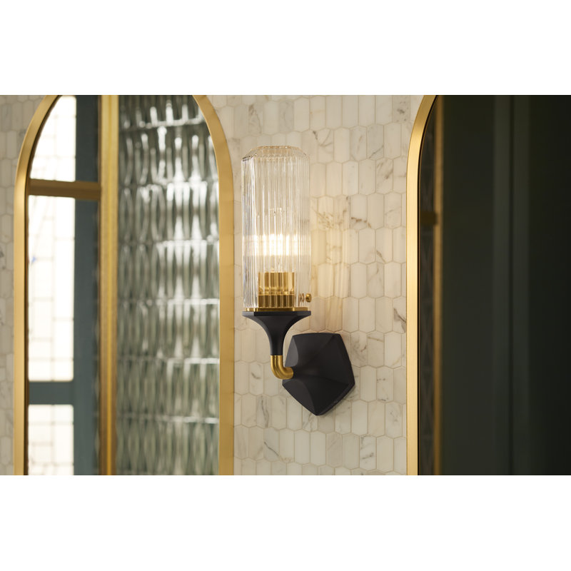 Occasion 1 - Light Plug-in Armed Sconce, Black\Brass Trim