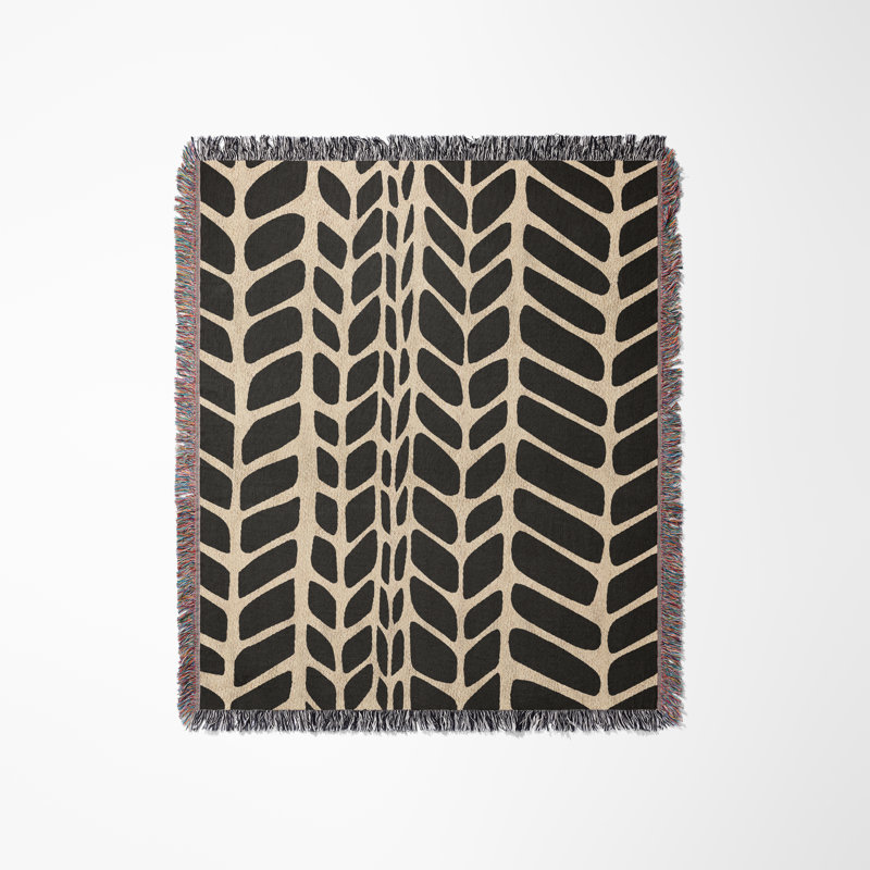 Hand Woven Throw Blanket, Black/Beige, 50" x 60" – Throw