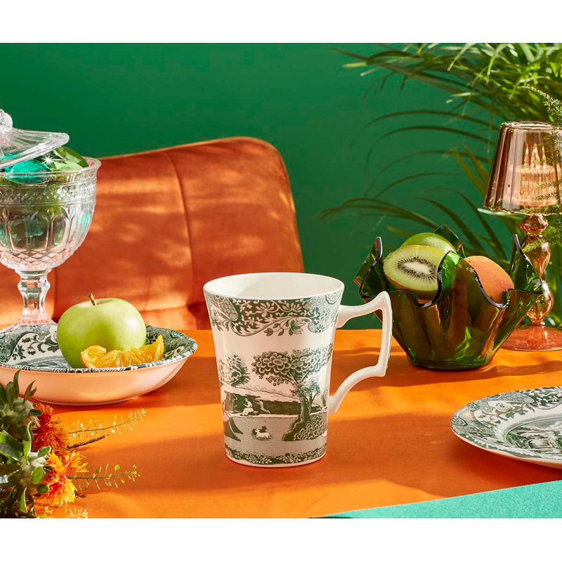 Heritage Green Italian 10 Oz. Cottage Mugs, Set of 4