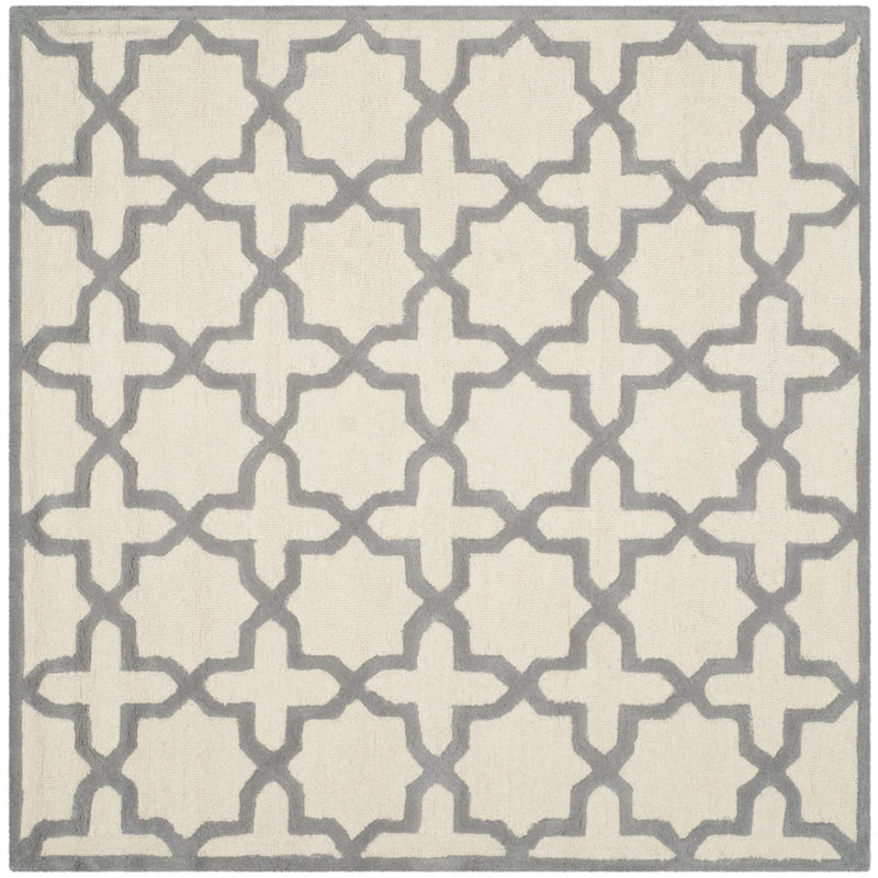 Cannen Hand Tufted Wool Geometric Rug, Square 6'