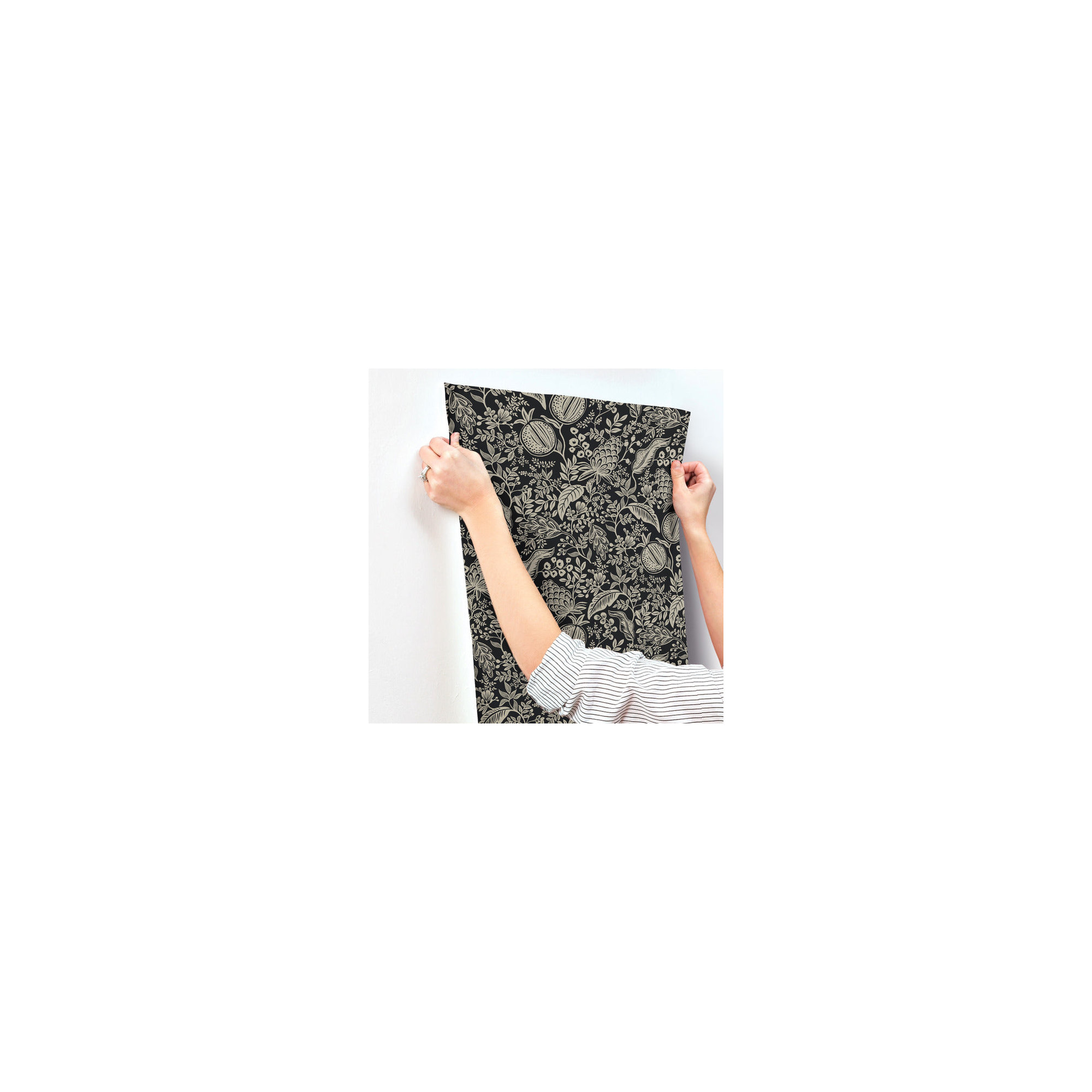 Rifle Paper Co. Pomegranate 27' L x 27" W Smooth Wallpaper Roll, Black/Linen