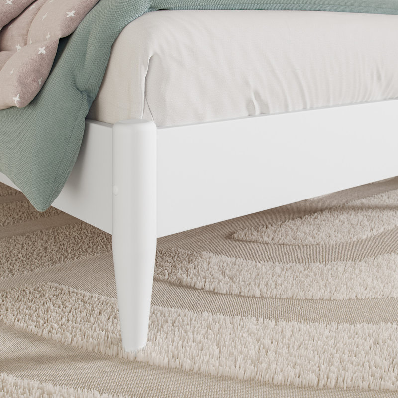 Lit plateforme en bois massif Audriel, Simple, Blanc