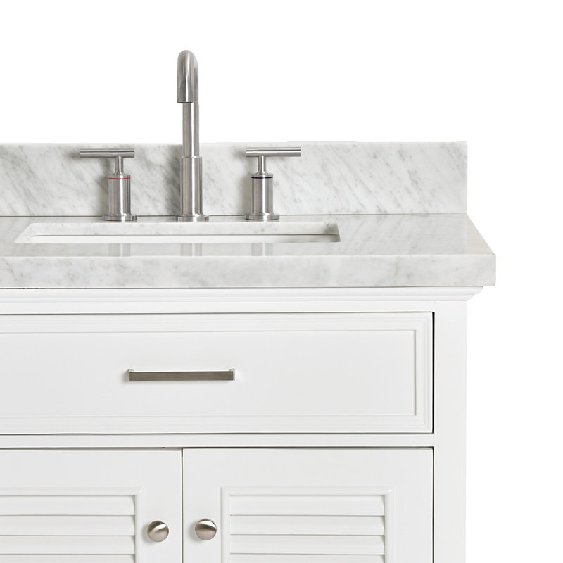 Kensington Double Vanity, White, Carrara White Marble, 73"