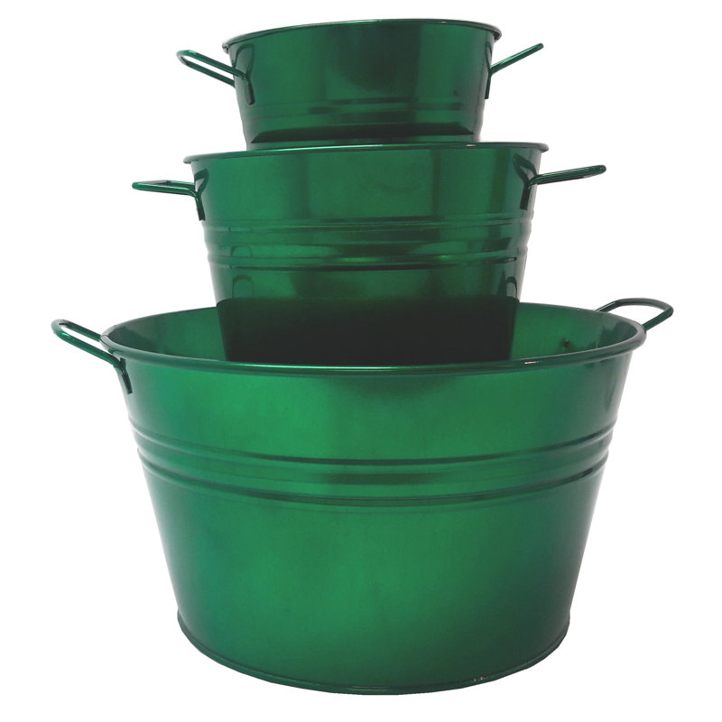 Reposa Metal Pot Planter, Glazed Green