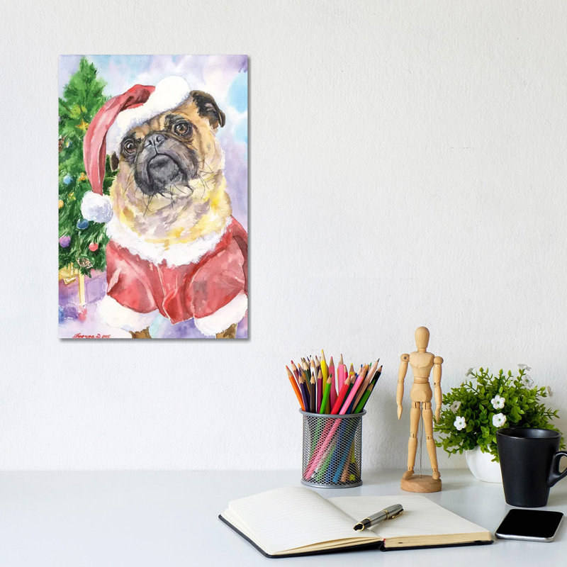 Christmas Pug by George Dyachenko - Wrapped Canvas Gallery-Wrapped Canvas Giclée, 20.32 cm H x 30.48 cm W