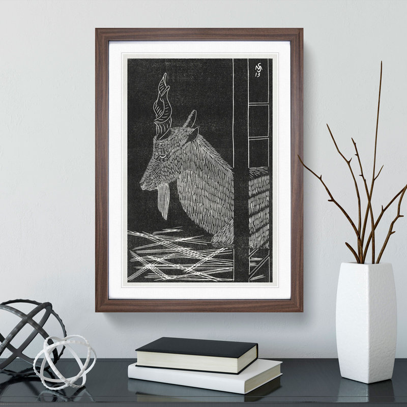 Markhor Goat Vol.2 by Samuel De Mesquita - Picture Frame Painting, Walnut Framed, 36cm H x 27cm W x 2cm D