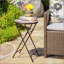 SILVESTER END TABLE With Stone Mosaic Top And Foldable Design For Versatile Outdoor Use, Perfect For Patio And Backyard Decor.